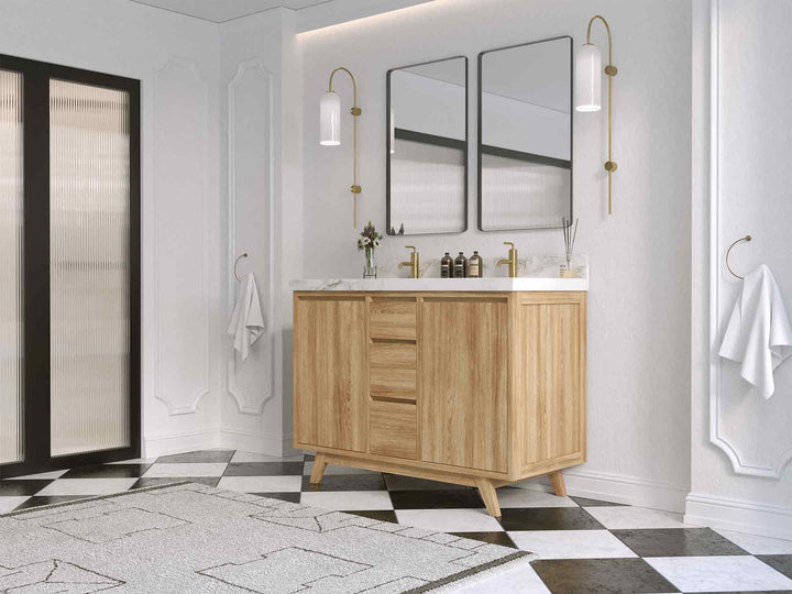 Madison Teak Wood 48 in. W x 22 in. D Double Sink Bathroom Vanity - photo 2