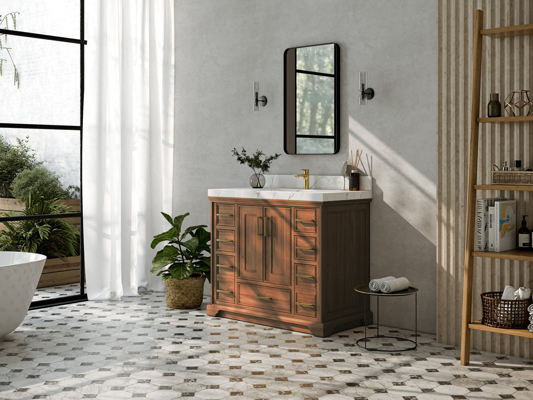 Charlotte 42 in. W x 22 in. D Single Sink Bathroom Teak Wood Vanity