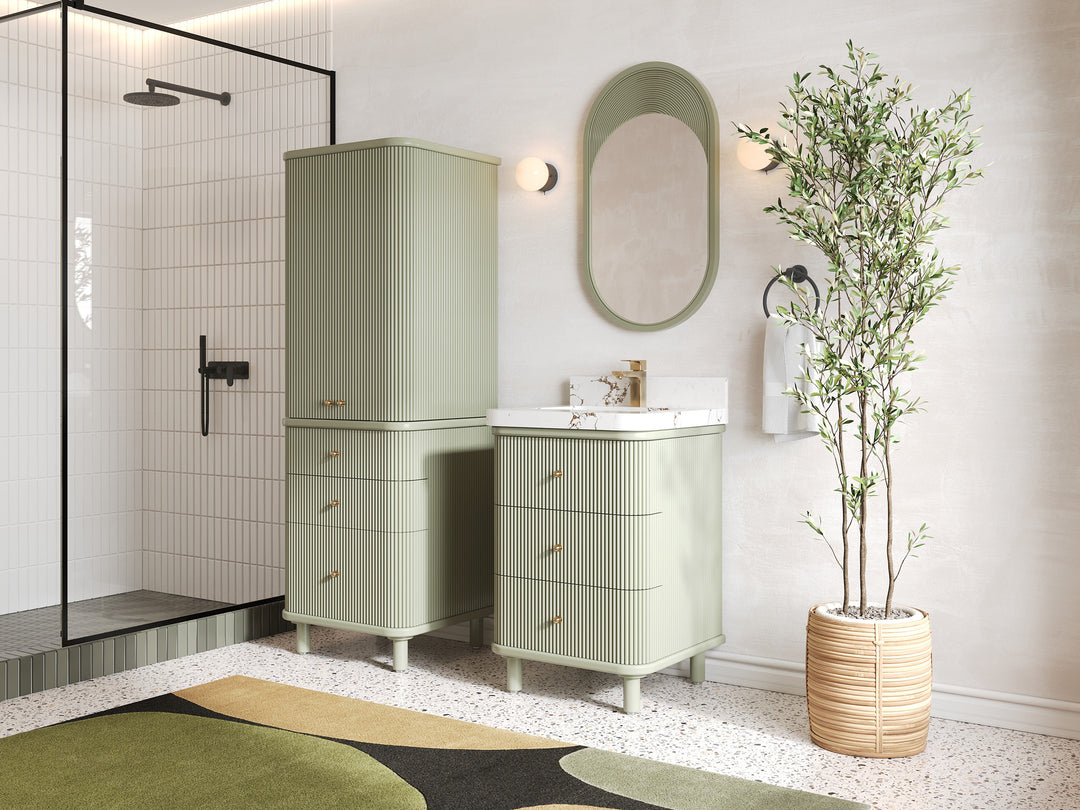 Miami 24 in. W x 22 in. D Single Sink Bathroom Vanity in Evergreen with Countertop - Side View