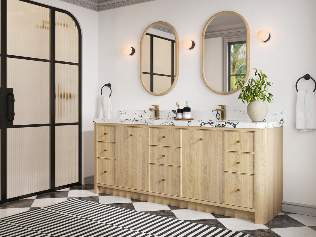 Orlando Oak 84 in. W x 22 in. D Double Sink Bathroom Vanity