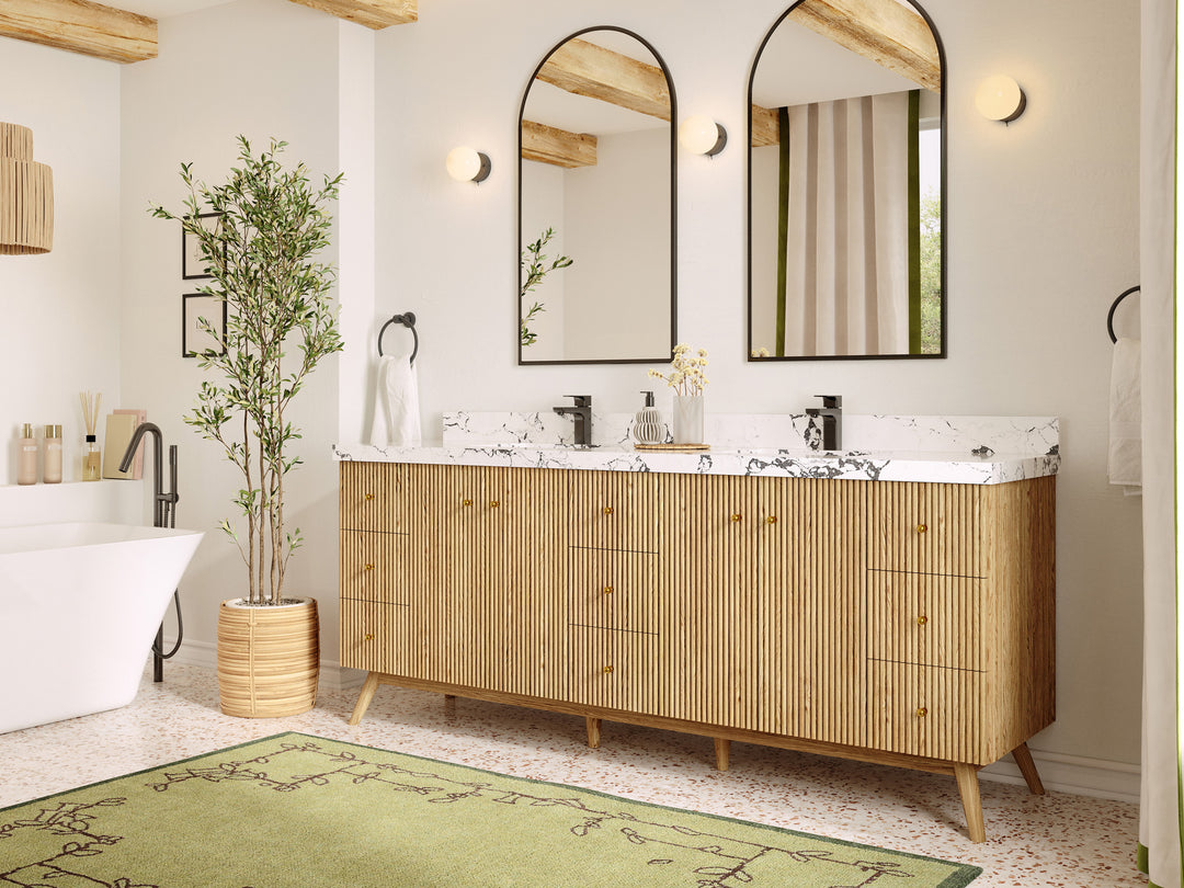 Pasadena White Oak 84 in. W x 22 in. D Double Sink Bathroom Vanity
