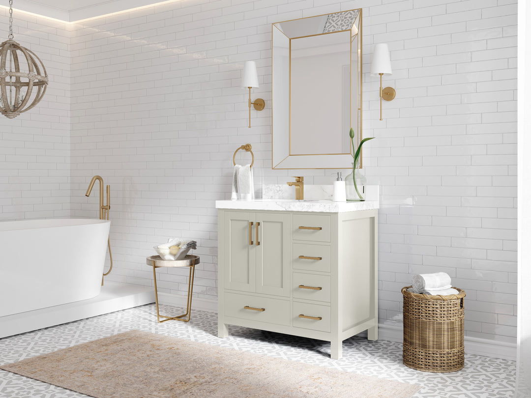 Malibu 36 in. W x 22 in. D Left Offset Sink Bathroom Vanity