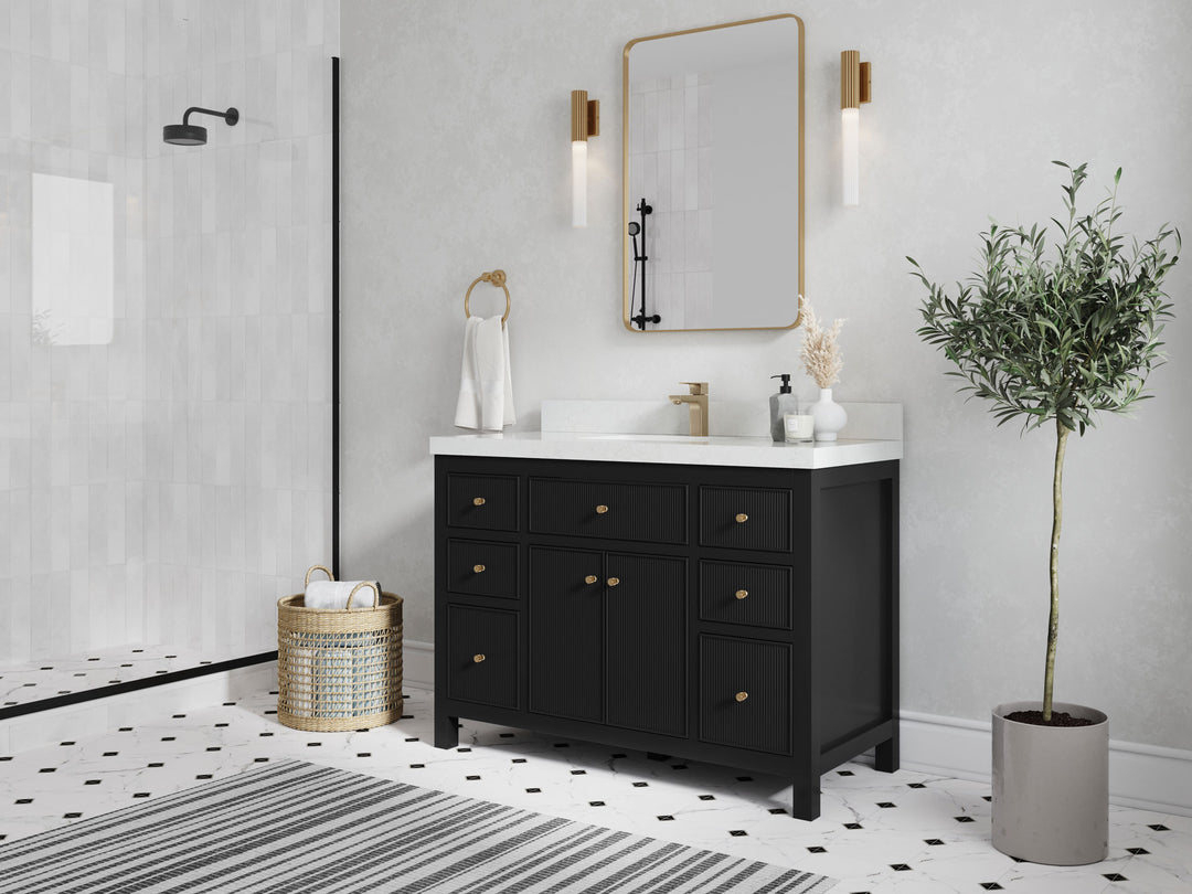 Sonoma 48 in. W x 22 in. D Single Sink Bathroom Vanity in Black with countertop - Side View