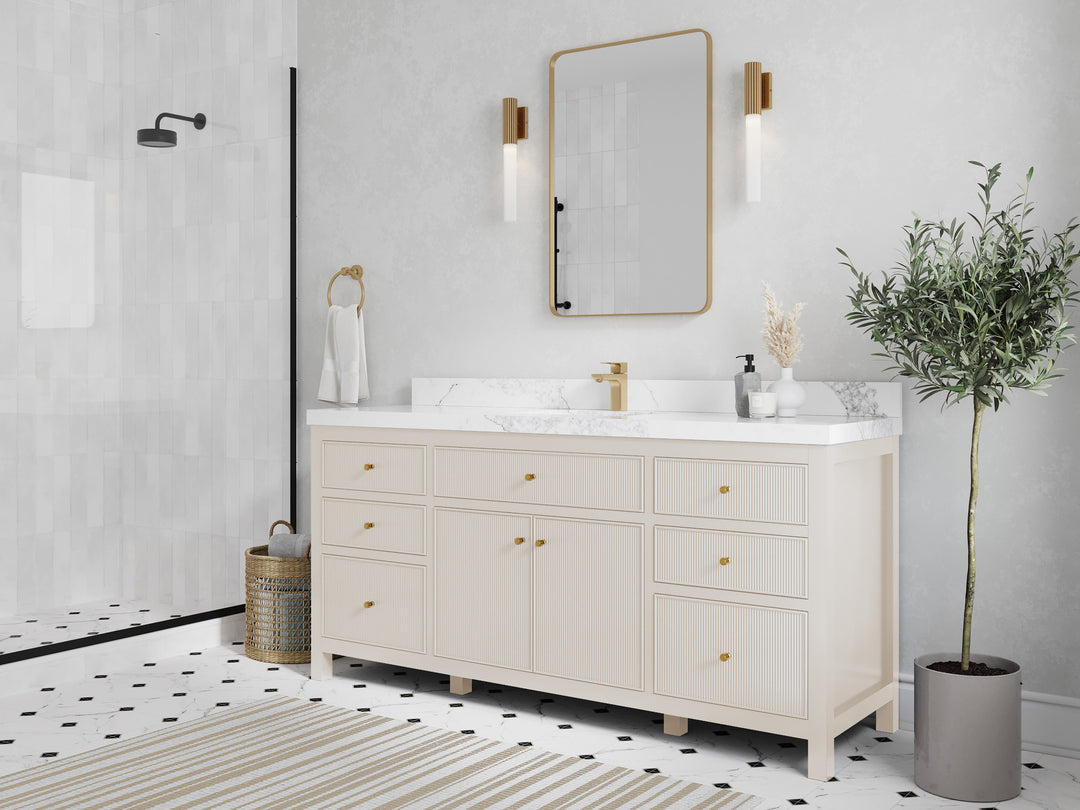 Sonoma 72 in W x 22 in D Free Standing Reeded Single Sink Bathroom Vanity