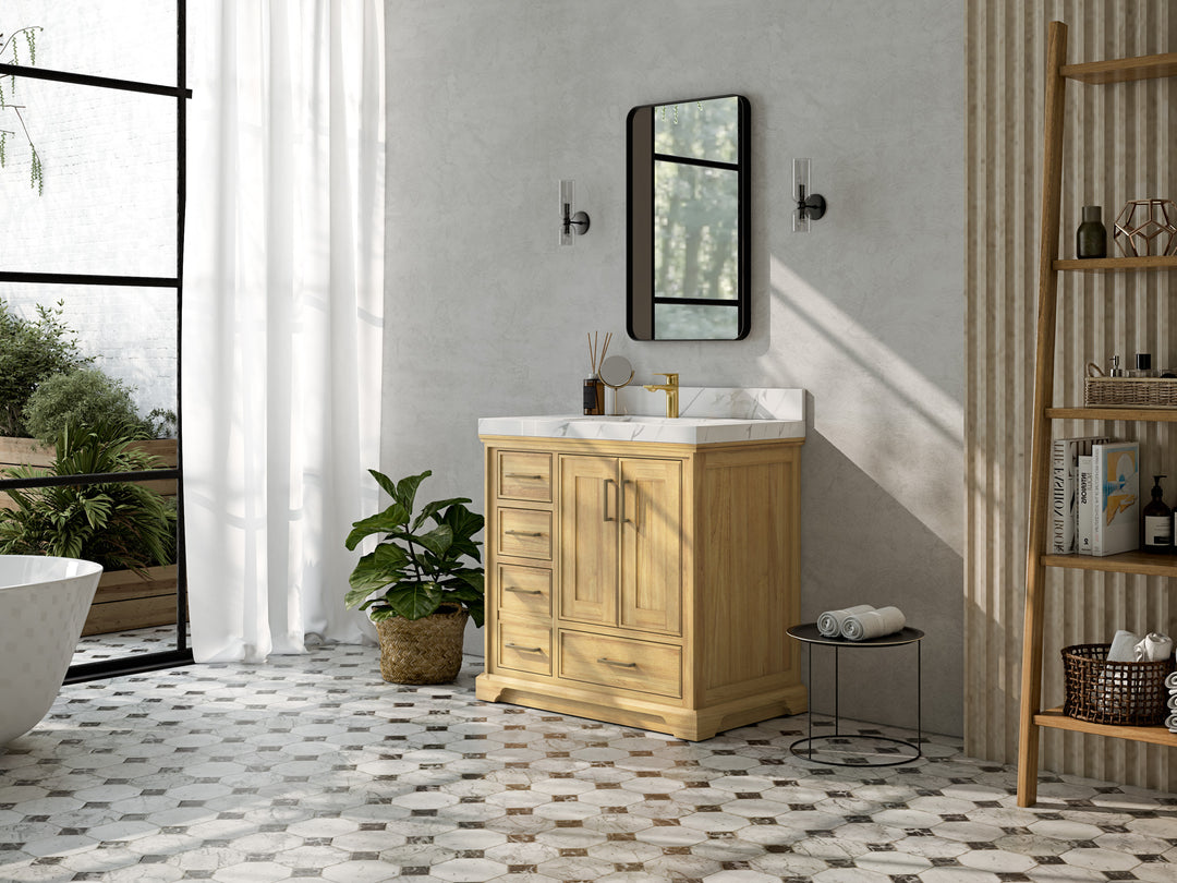 Charlotte Teak Wood 36" W x 22" D Center Sink Vanity for Timeless Bathrooms