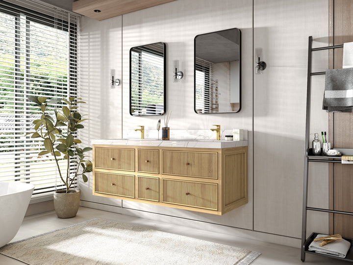 Sonoma Floating Teak 60 in. W x 22 in. D Double Sink Bathroom Vanity - photo 2