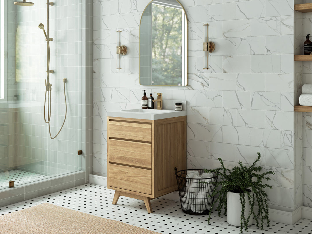 Madison Teak Wood 24 in. W x 22 in. D Single Sink Bathroom Vanity
