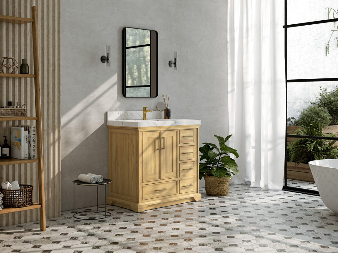 Charlotte Teak 36 in. W x 22 in. D Center Sink Bathroom Teak Wood Bathroom Vanity