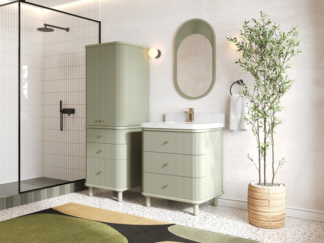 Miami 30 in. W x 22 in. D Single Sink Bathroom Vanity in Evergreen with Countertop - Side View