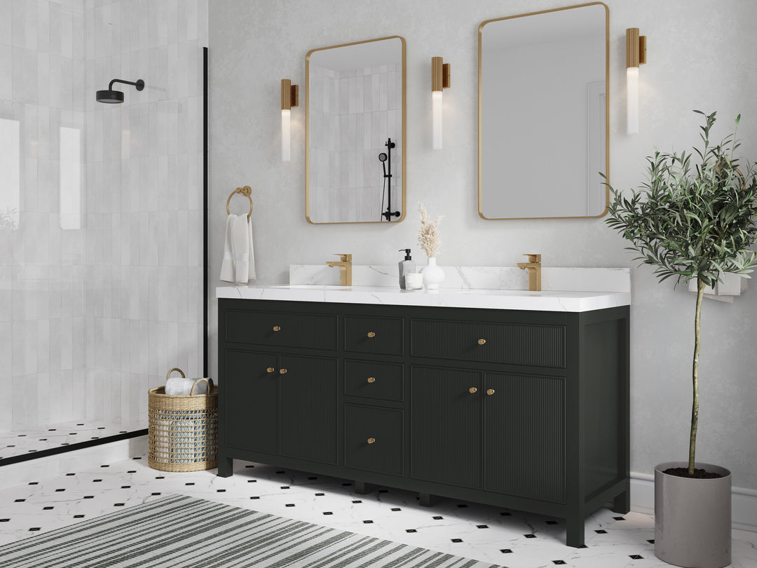 Sonoma 72 in W x 22 in D Free Standing Reeded Double Sink Bathroom Vanity