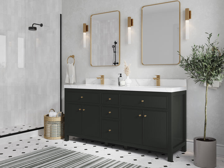 Sonoma 72 in W x 22 in D Free Standing Reeded Double Sink Bathroom Vanity - photo 2