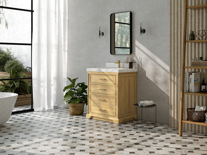 Charlotte 30 in. W x 22 in. D Single Sink Bathroom Teak Wood Vanity - photo 2