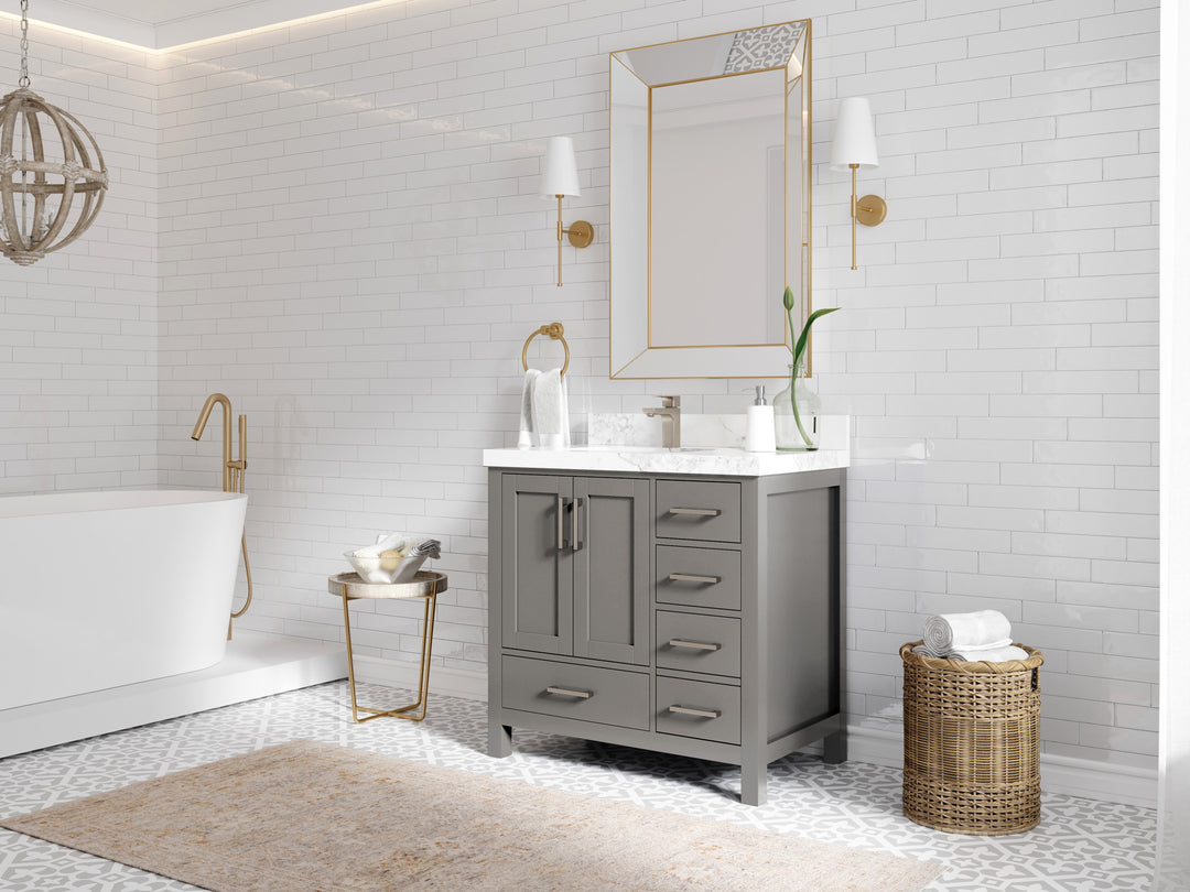Malibu 36 in. W x 22 in. D Left Offset Sink Bathroom Vanity