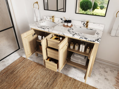 Elizabeth White Oak 60 in. W x 22 in. D Double Sink Bathroom Vanity