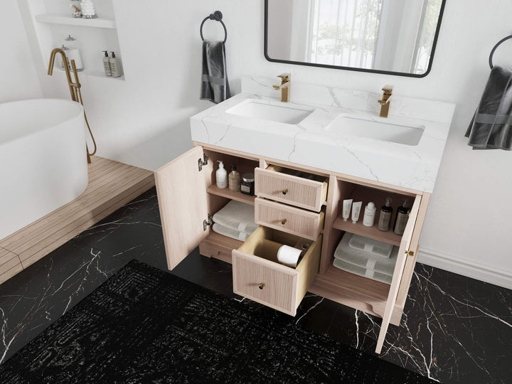 Manhattan White Oak 48 in. W x 22 in. D Double Sink Bathroom Vanity - photo 3