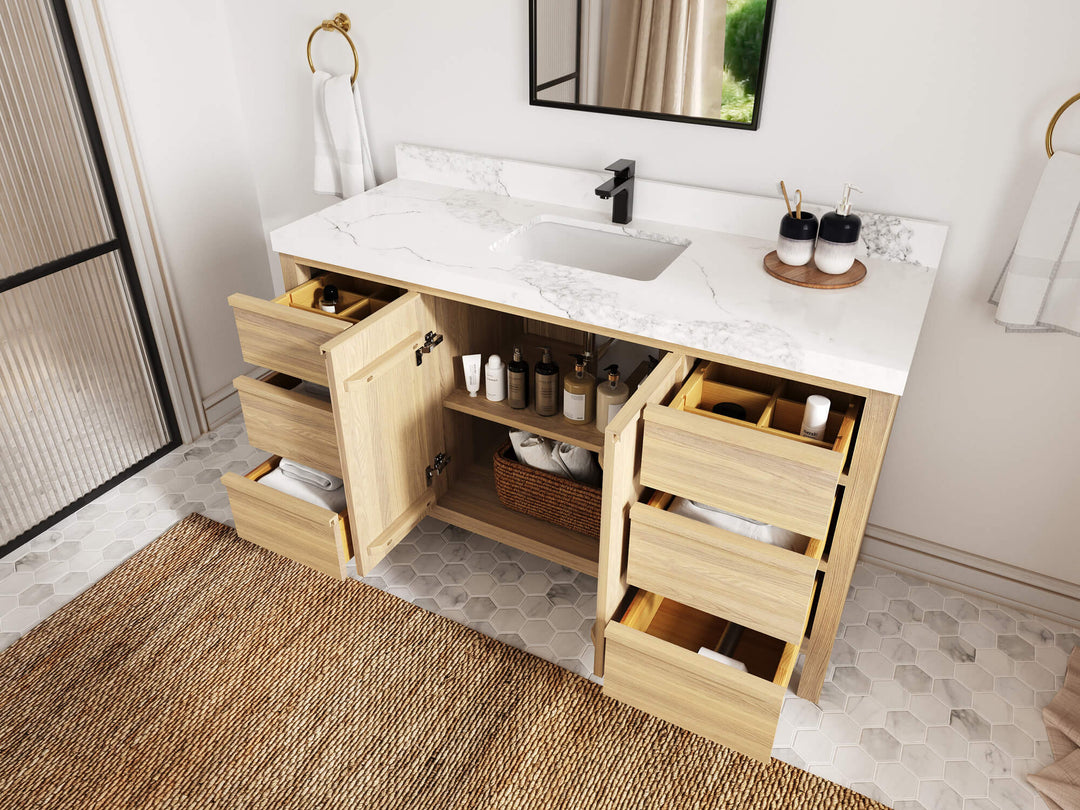 Elizabeth White Oak 60 in. W x 22 in. D Single Sink Bathroom Vanity