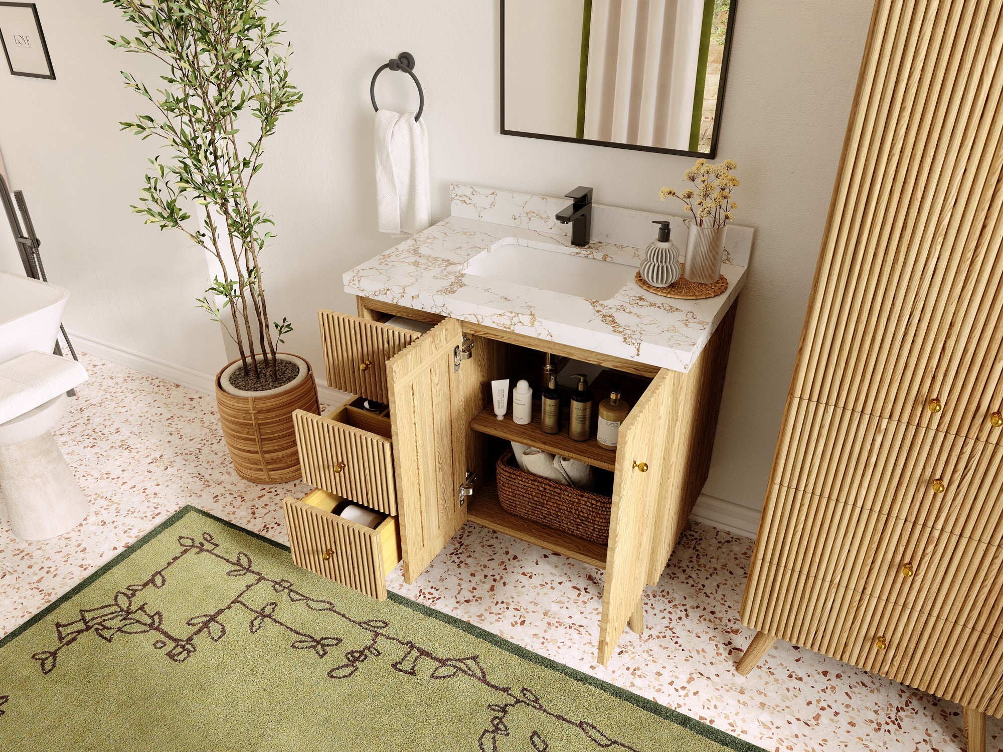 Pasadena White Oak 36 in. W x 22 in. D Center Sink Bathroom Vanity