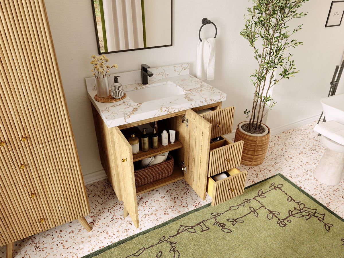 Pasadena White Oak 36 in. W x 22 in. D Center Sink Bathroom Vanity