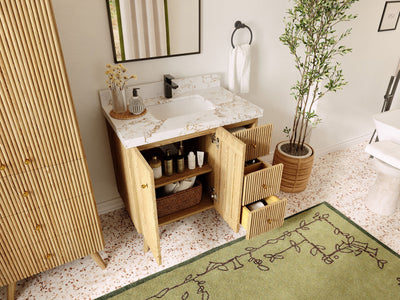Pasadena White Oak 36 in. W x 22 in. D Center Sink Bathroom Vanity