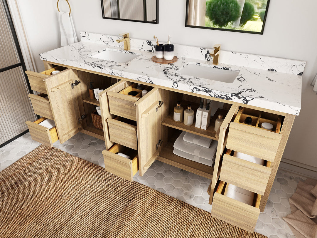 Elizabeth White Oak 84 in. W x 22 in. D Double Sink Bathroom Vanity