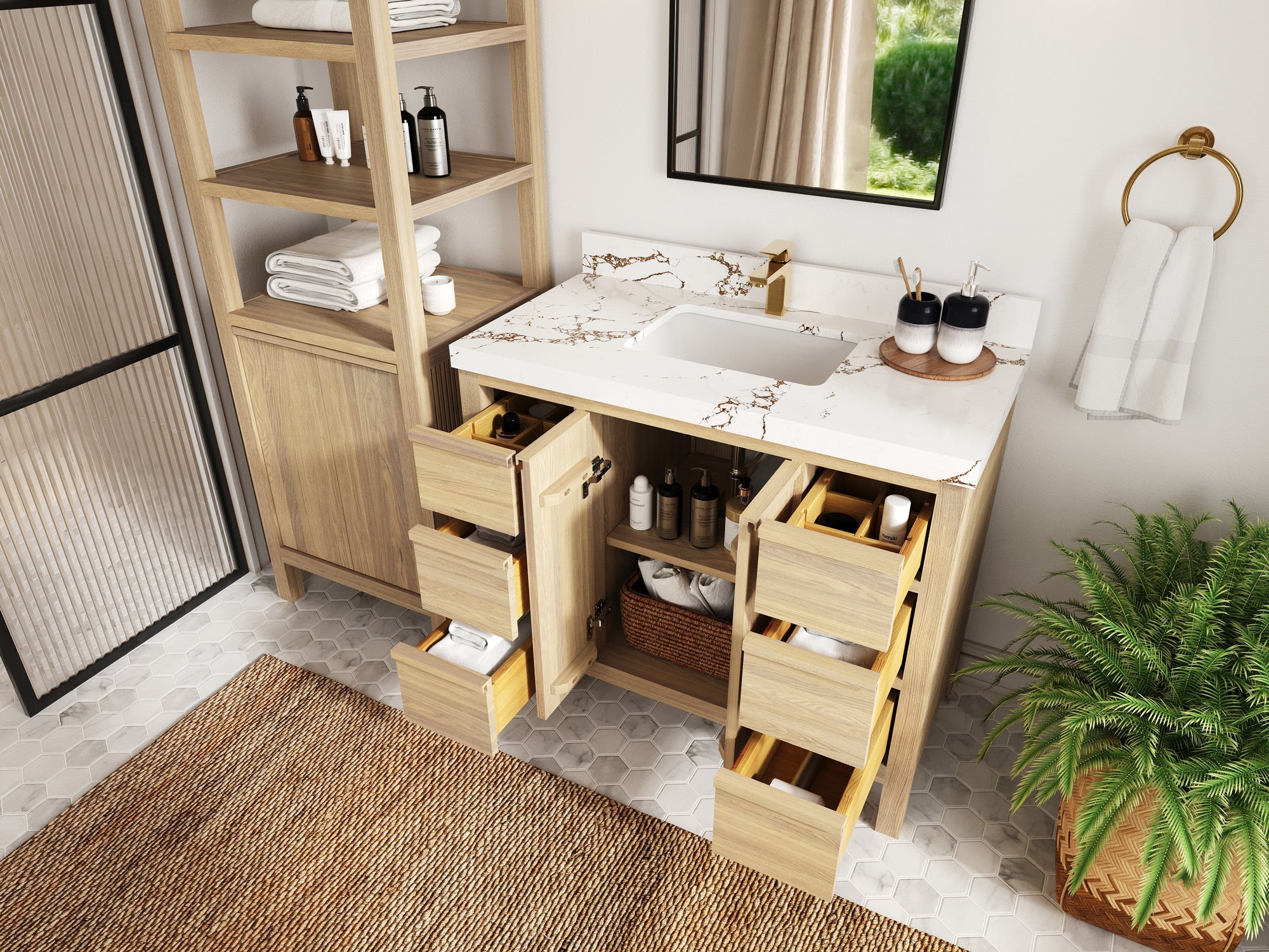 Elizabeth White Oak 42 in. W x 22 in. D Single Sink Bathroom Vanity