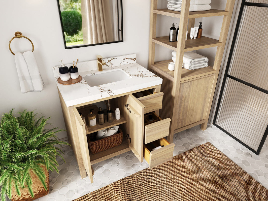 Elizabeth White Oak 36 in. W x 22 in. D Center Sink Bathroom Vanity