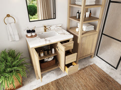 Elizabeth White Oak 36 in. W x 22 in. D Center Sink Bathroom Vanity - photo 3