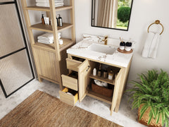 Elizabeth White Oak 36 in. W x 22 in. D Center Sink Bathroom Vanity - photo 3