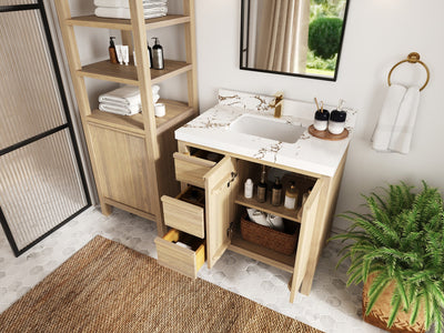 Elizabeth White Oak 36 in. W x 22 in. D Center Sink Bathroom Vanity