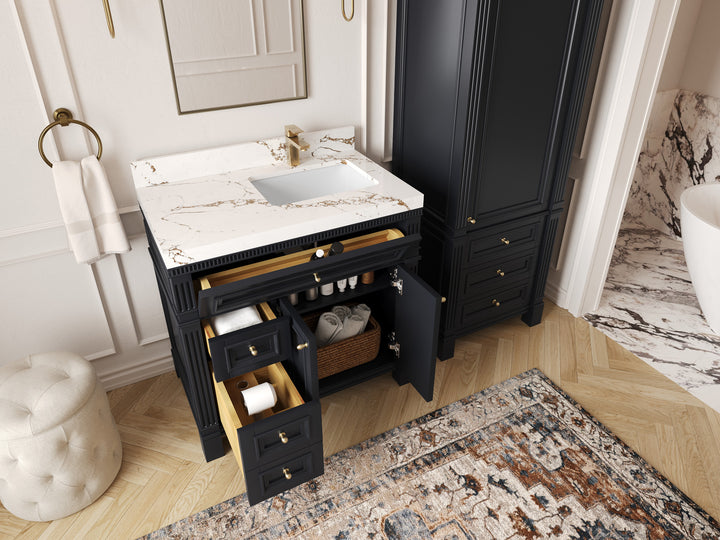 Paris 36 in. W x 22 in. D Right Offset Sink Bathroom Vanity - photo 3