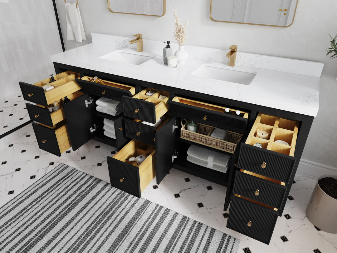 Sonoma 84 in W x 22 in D Free Standing Reeded Double Sink Bathroom Vanity