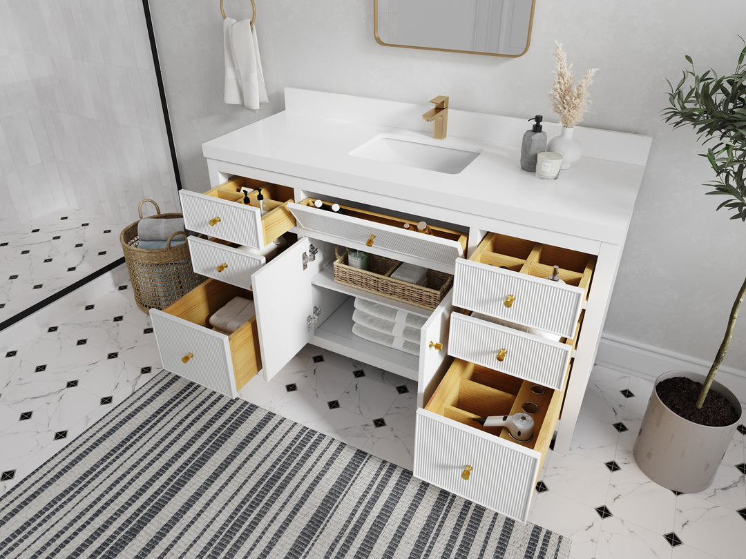 Sonoma 60 in W x 22 in D Free Standing Reeded Single Sink Bathroom Vanity