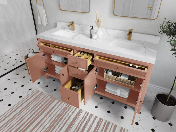 Sonoma 72 in W x 22 in D Free Standing Reeded Double Sink Bathroom Vanity - photo 3