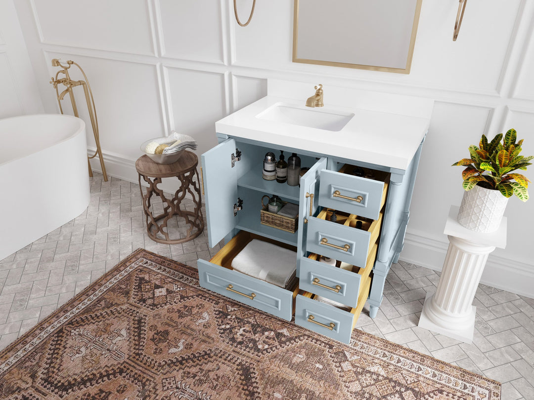 Aberdeen 36 in. W x 22 in. D Left Offset Sink Bathroom Vanity
