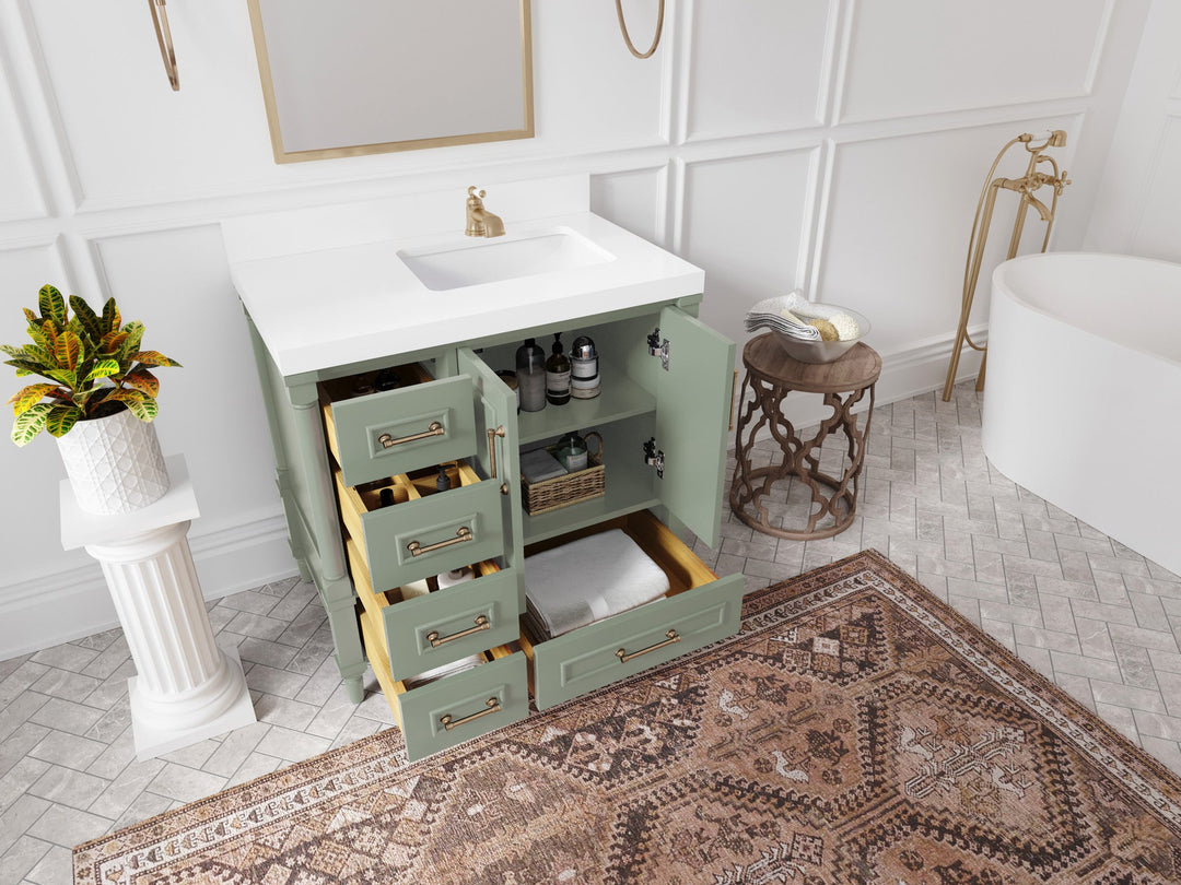 Aberdeen 36 in. W x 22 in. D Right Offset Sink Bathroom Vanity