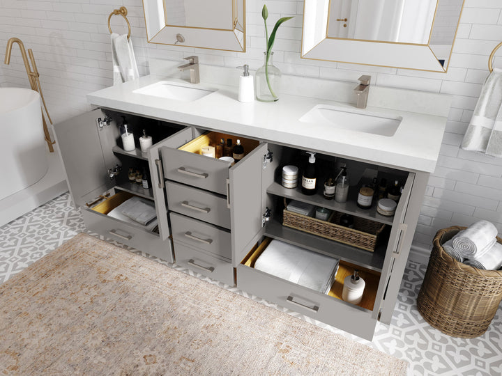 Malibu 72 in. W x 22 in. D Double Sink Bathroom Vanity - photo 3