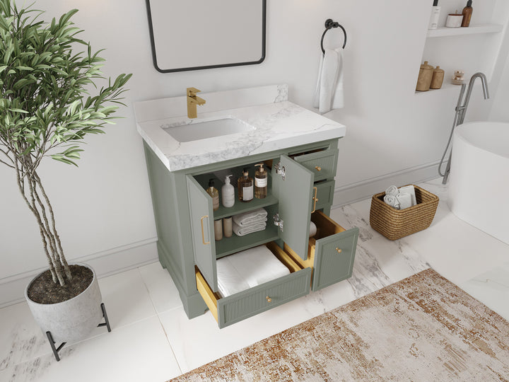 Alys 36 in. W x 22 in. D Left Offset Sink Bathroom Vanity - photo 3