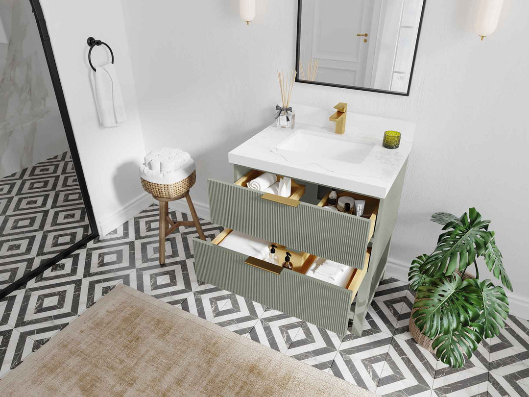 Catalina 30 in W x 22 in D Free Standing Reeded Single Sink Bathroom Vanity