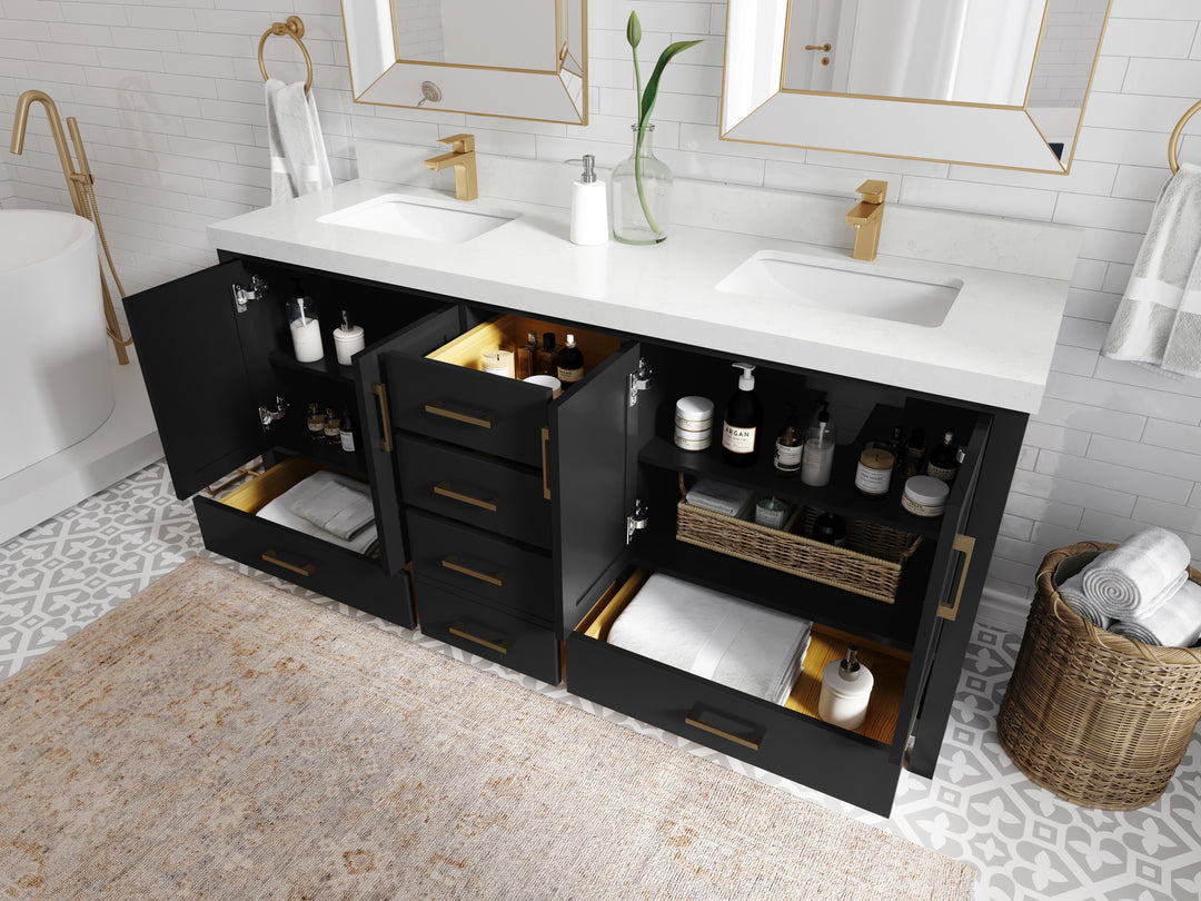 Malibu 72 in. W x 22 in. D Double Sink Bathroom Vanity
