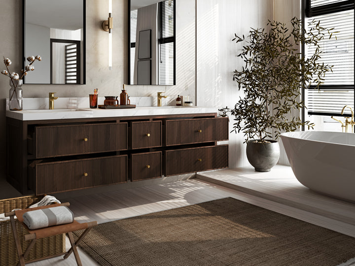 Sonoma Floating Teak 72 in. W x 22 in. D Double Sink Bathroom Vanity - photo 3