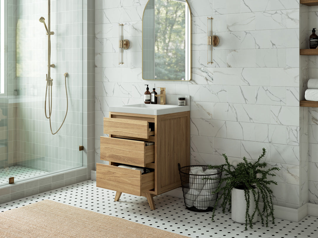 Madison Teak Wood 24 in. W x 22 in. D Single Sink Bathroom Vanity