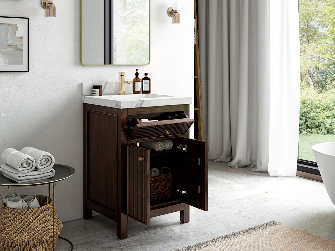 Sonoma Teak Wood 24 in. W x 22 in. D Single Sink Bathroom Vanity