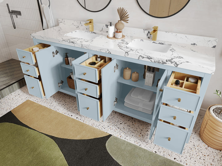 Chicago 84 in. W x 22 in. D Double Sink Bathroom Vanity - photo 3
