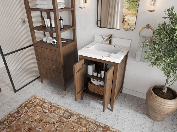 Atlanta Teak Wood 24 in. W x 22 in. D Single Sink Bathroom Vanity - photo 3