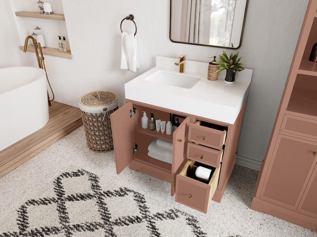 Manhattan 36 in. W x 22 in. D Left Offset Sink Bathroom Vanity