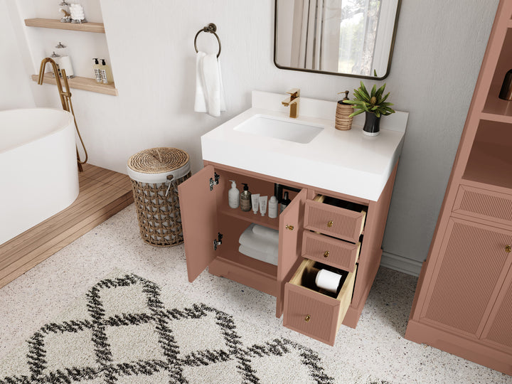 Manhattan 36 in. W x 22 in. D Left Offset Sink Bathroom Vanity - photo 3
