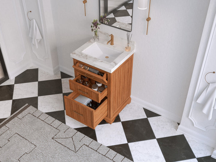 Alys Teak Wood 24 in. W x 22 in. D Single Sink Bathroom Vanity - photo 4