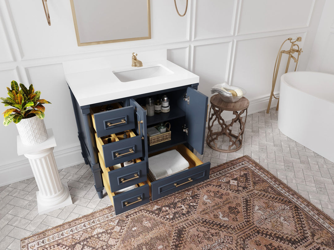 Aberdeen 36 in. W x 22 in. D Right Offset Sink Bathroom Vanity