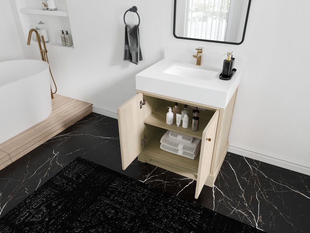 Manhattan White Oak 30 in. W x 22 in. D Single Sink Bathroom Vanity