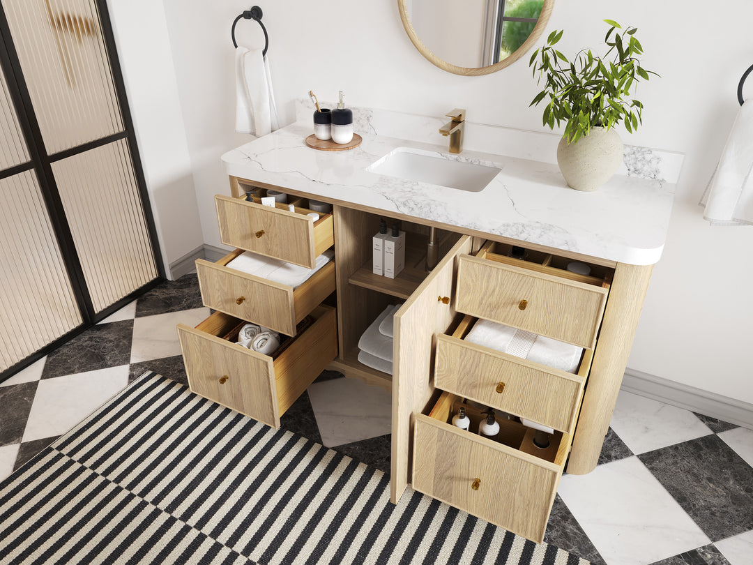Orlando Oak 60 in. W x 22 in. D Single Sink Bathroom Vanity